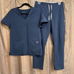 Figs Dark Harbor Blue Gray Technical Collection Scrub Set Small/Small Petite